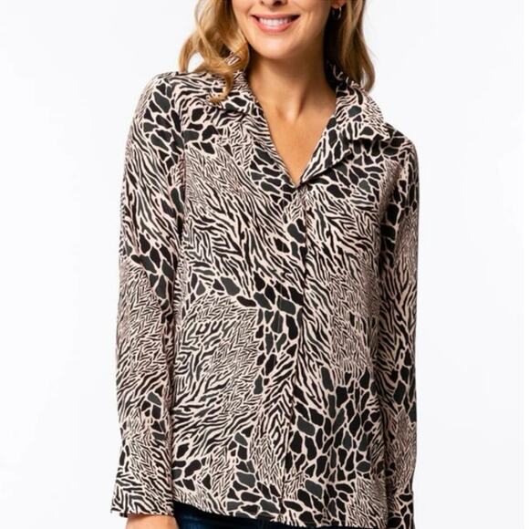 Tyler Boe Size S Tammy Silk Animal Print Blouse Top Office Career - Picture 1 of 6